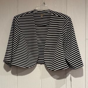 Maya Brooks Bolero Black and White Striped Cardigan/Jacket